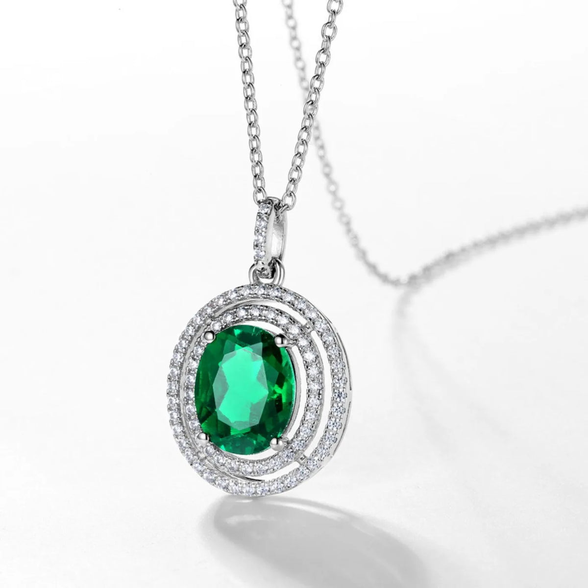 MUSHAN Luxury Jewelry 925 Sterling Silver Chain Pendant Necklace Lab Grown Emerald Ruby Gemstones Necklaces Pendants GRC Jewelry