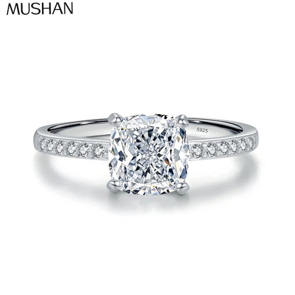 MuShan Designer Jewelry 925 Sterling Silver Ring VVS Moissanite Present Ring for Her 18K Gold Plated MST Patent Fine Jewellery