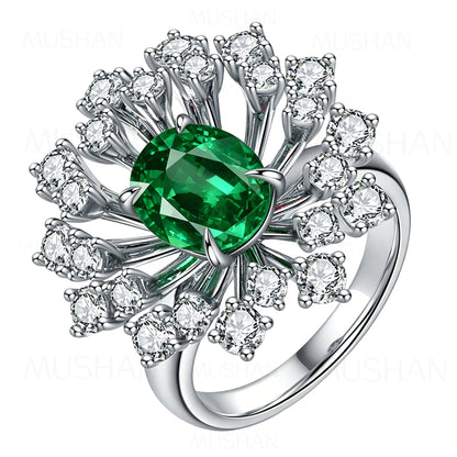 MUSHAN Custom Jewelry 925 Sterling Silver Ring Band Lab Grown Ruby Emerald Sapphire Paraiba Gemstones Rings For Women Jewelryr