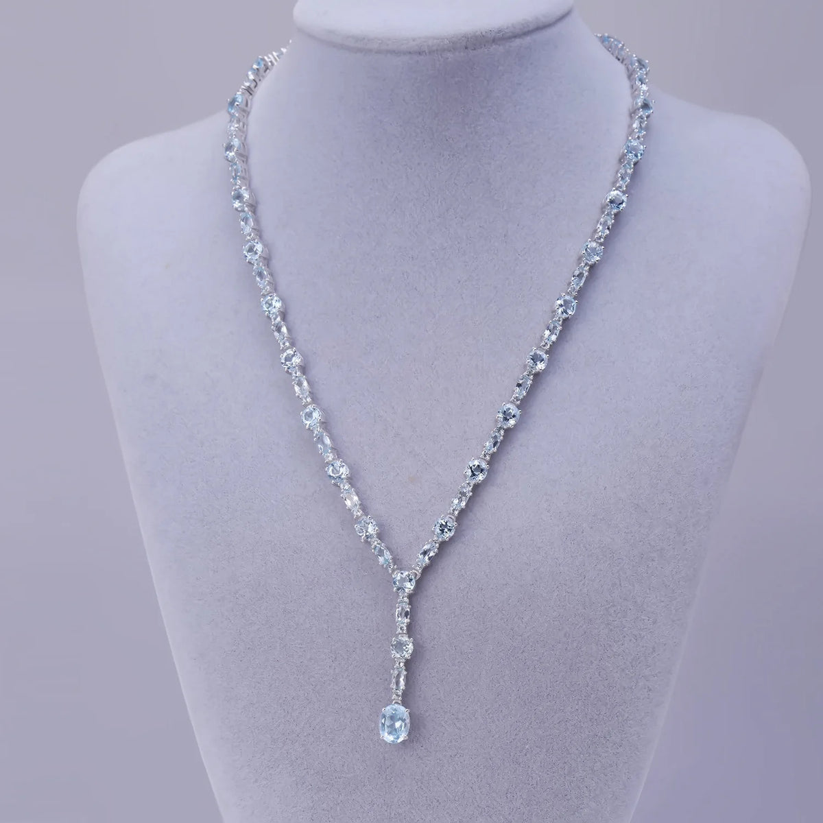 MUSHAN Joyería a medida, collar de plata de ley 925 con zafiro azul de laboratorio, redondo, para fiesta, para mujer, bañado en oro de 18K, aniversario