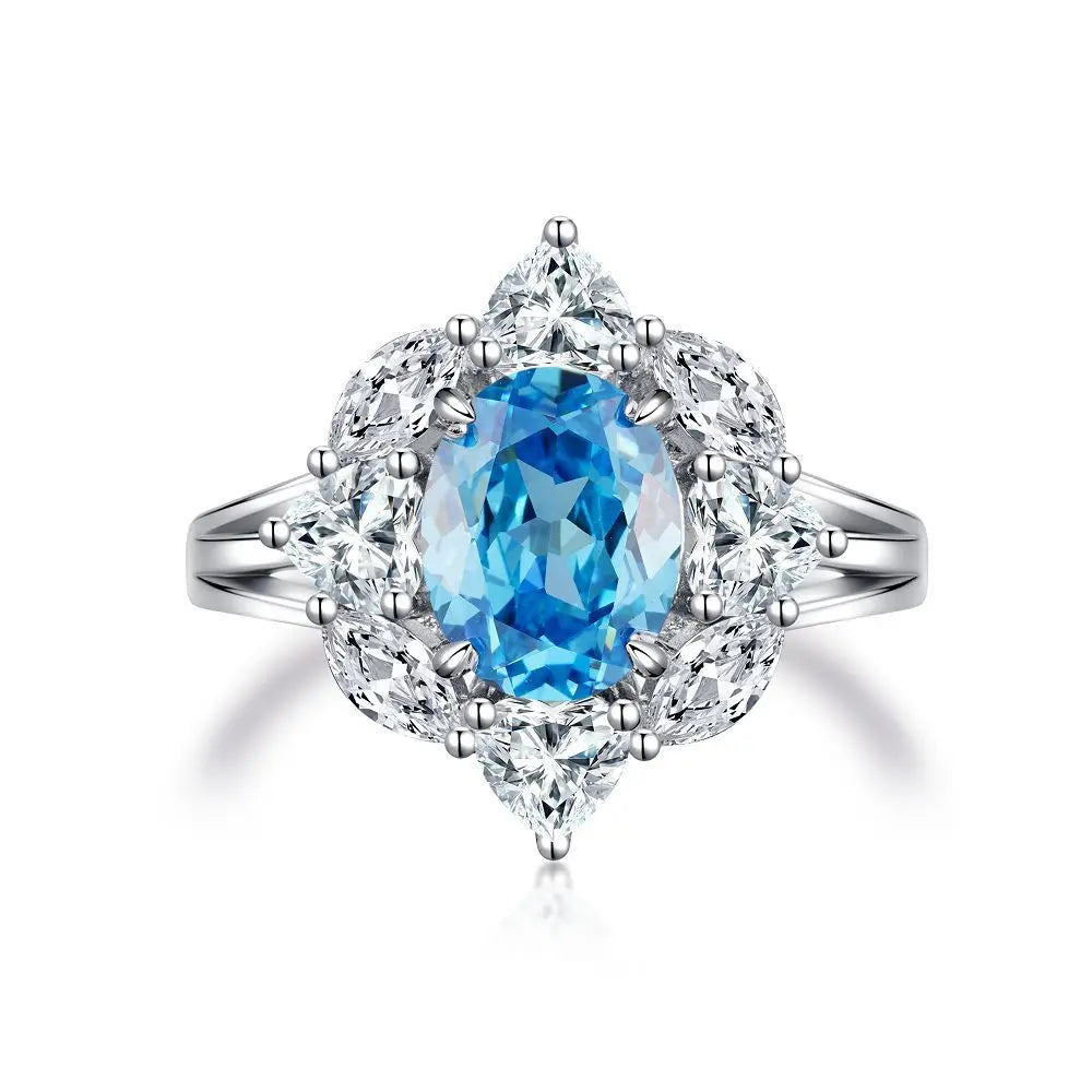 MuShan Luxury Jewelry 925 Sterling Silver Ring Zircon 5A Grade Triangle Office for Girls Rhodium Plated Fine Jewelry Rings