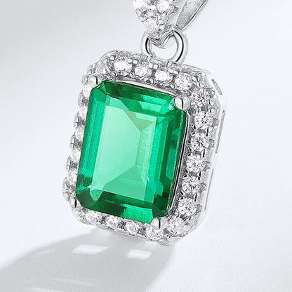 MUSHAN Luxury Jewelry 925 Sterling Silver Chain Pendant Necklace Lab Grown Emerald Ruby Gemstones Necklaces Pendants GRC Jewelry