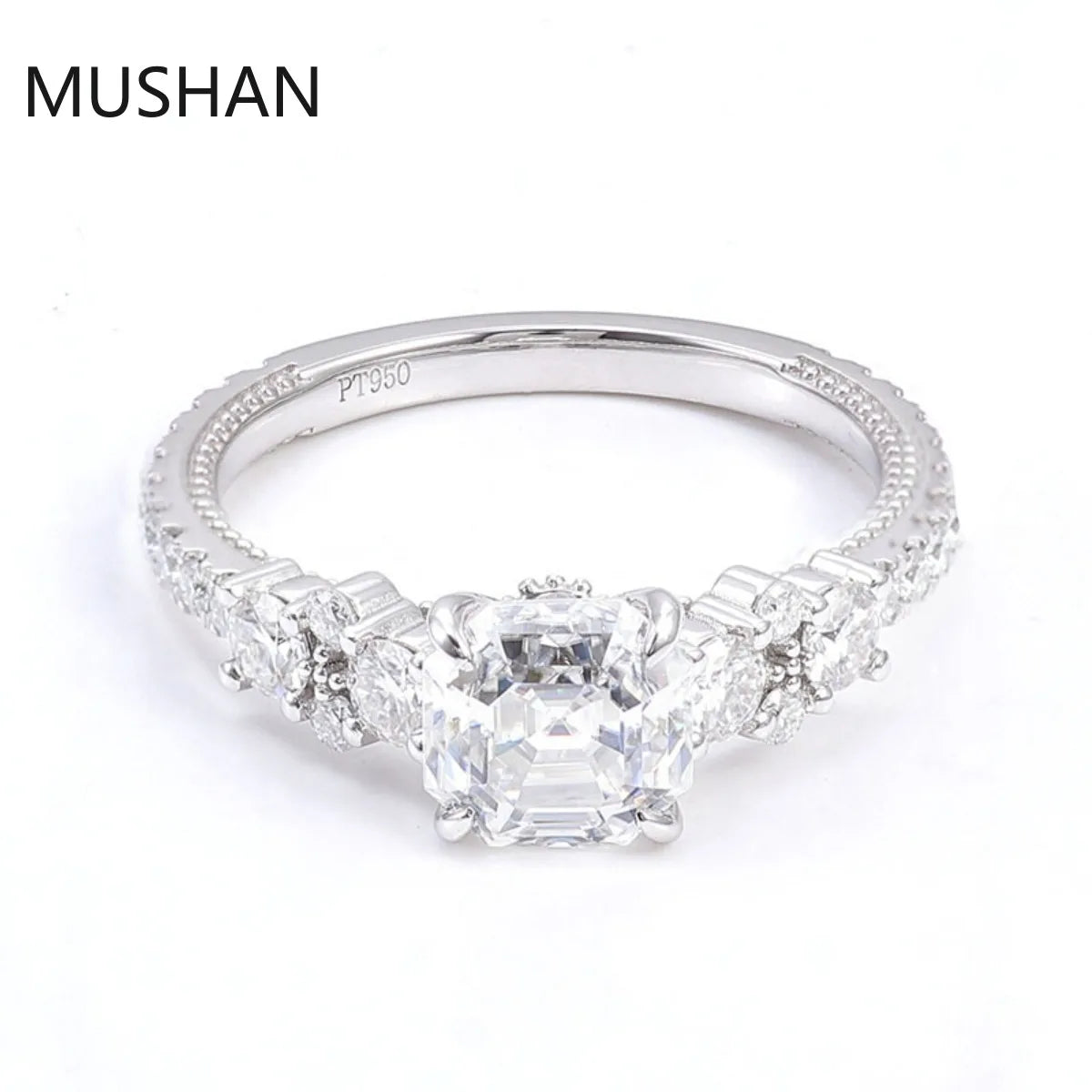 MUSHAN Luxury Custom 14K 18K Gold Rings Band Jewelry With Moissanite Diamond Lab Grown Gemstones Diamond Wedding Ring For Women