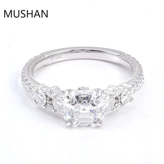 MUSHAN Luxury Custom 14K 18K Gold Rings Band Jewelry With Moissanite Diamond Lab Grown Gemstones Diamond Wedding Ring For Women