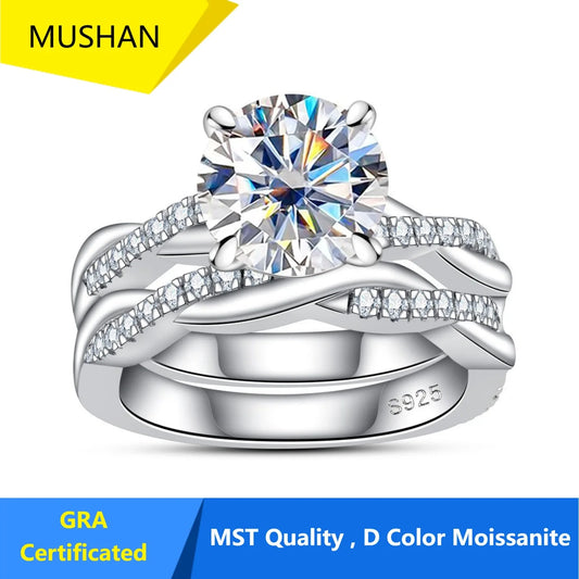 MUHAN Luxury Jewelry  925 Sterling Silver Ring Wedding Band  Women GRA Certificate Moissanite Diamond Rings D Color Fine Jewelry