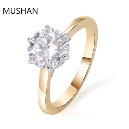 MUSHAN Luxury Custom 14K 18K Gold Rings Band Jewelry With Moissanite Diamond Lab Grown Gemstones Diamond Wedding Ring For Women