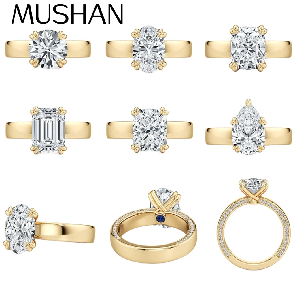 MUSHAN Custom Jewelry 925 Sterling Silver Ring Moissanite D Color VVS1 Fine Timeless Graceful Wedding Rings Diamond Accessories