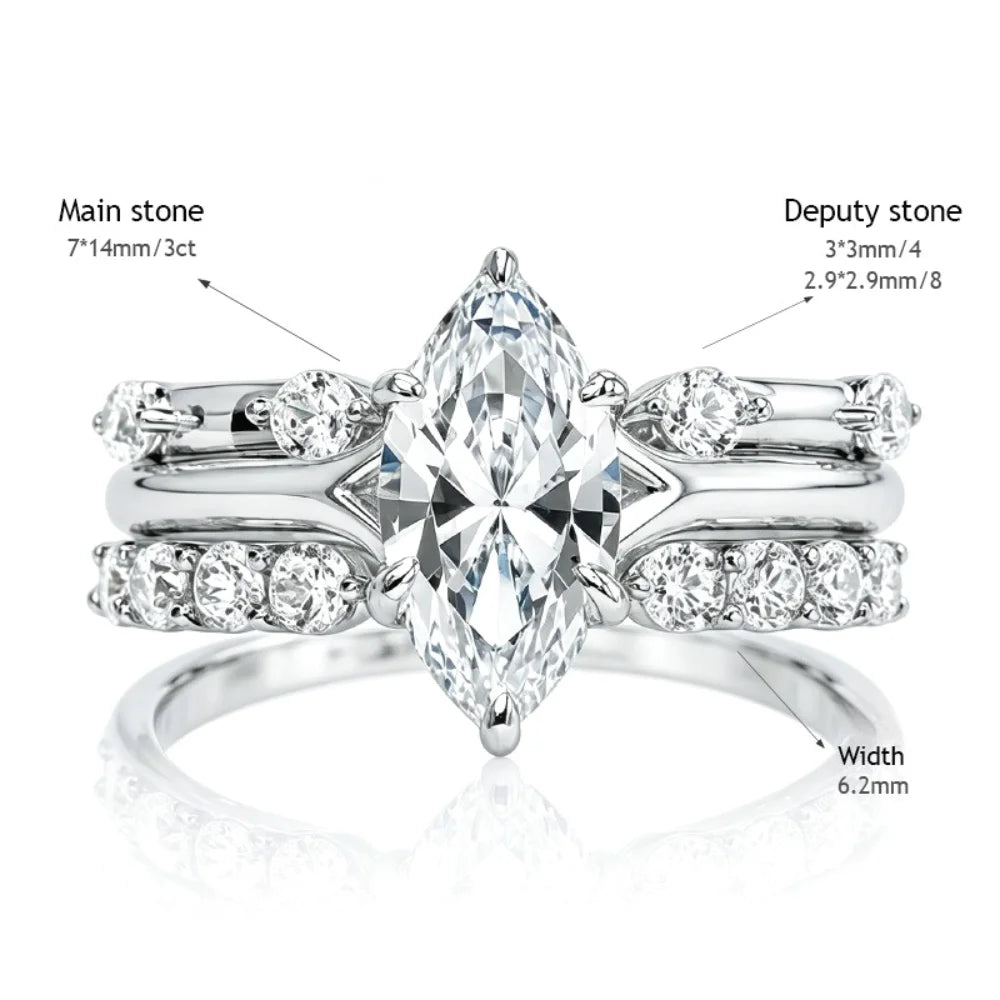 MUSHAN Luxury Jewelry 925 Sterling Silver Ring Band Women GRA Certificated Moissanite Diamond Emerald D Color Rings Fine Jewelry