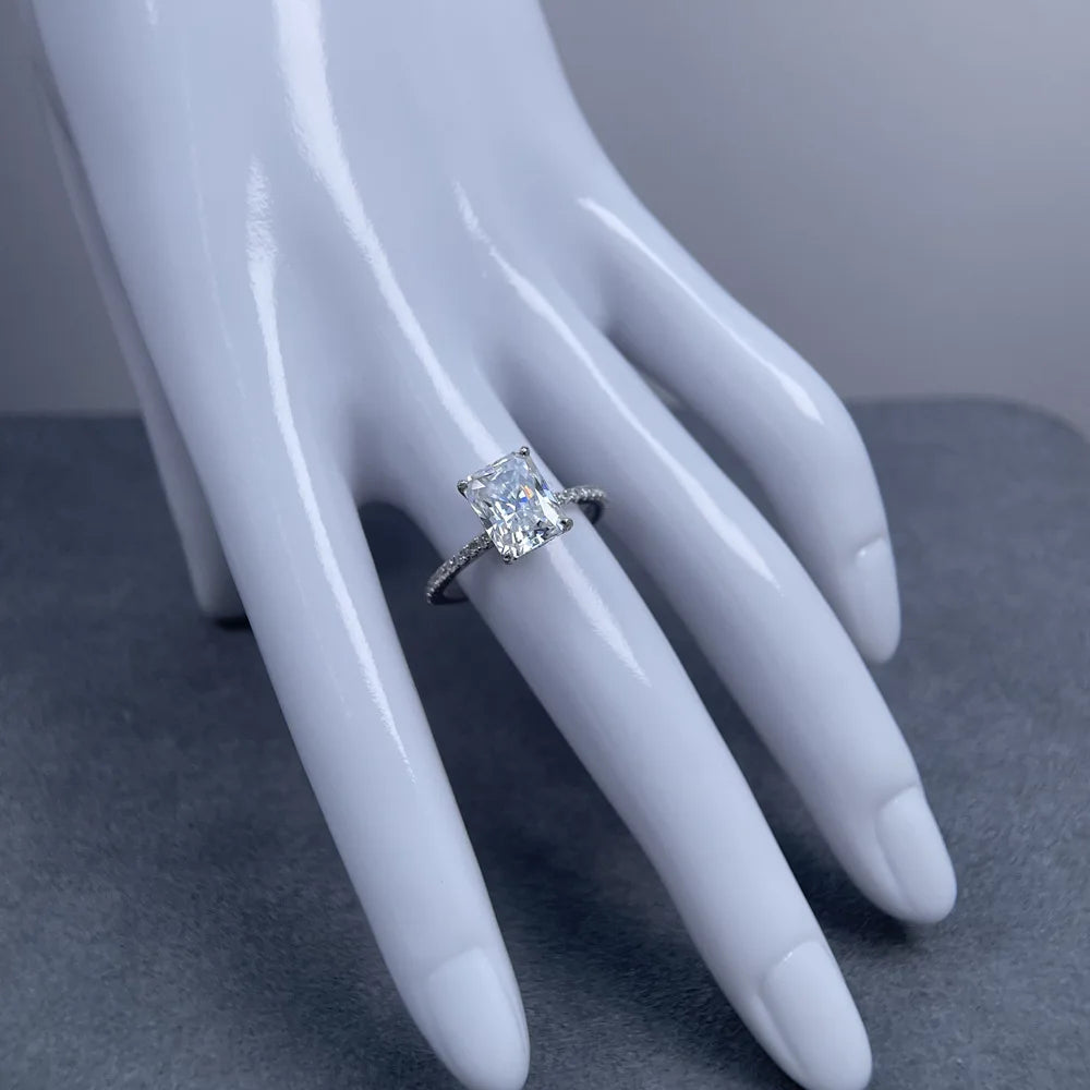 MuShan Luxury Jewelry 925 Sterling Silver Ring VVS Moissanite Elegant Ring for Fiancee 18K Real Gold Plated MST Patent Jewellery