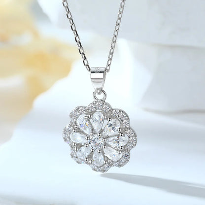Collar con colgante de plata de ley 925 de MuShan Jewelry, cadena con piedras preciosas HCD, estilo clásico, joyería premium para mujer.