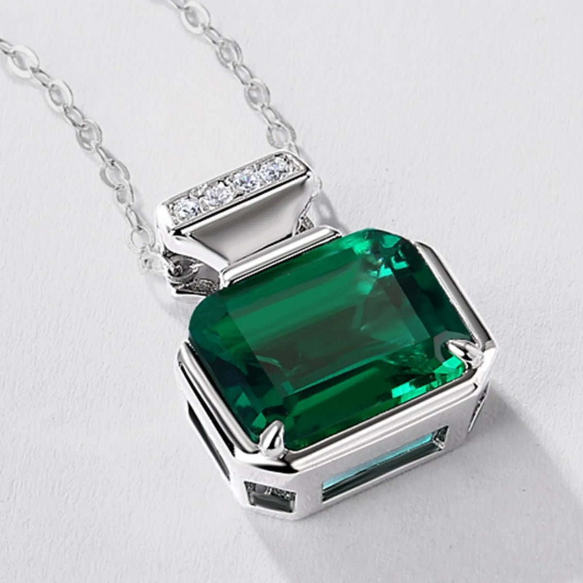 MUSHAN Luxury Jewelry 925 Sterling Silver Chain Pendant Necklace Lab Grown Emerald Ruby Gemstones Necklaces Pendants GRC Jewelry