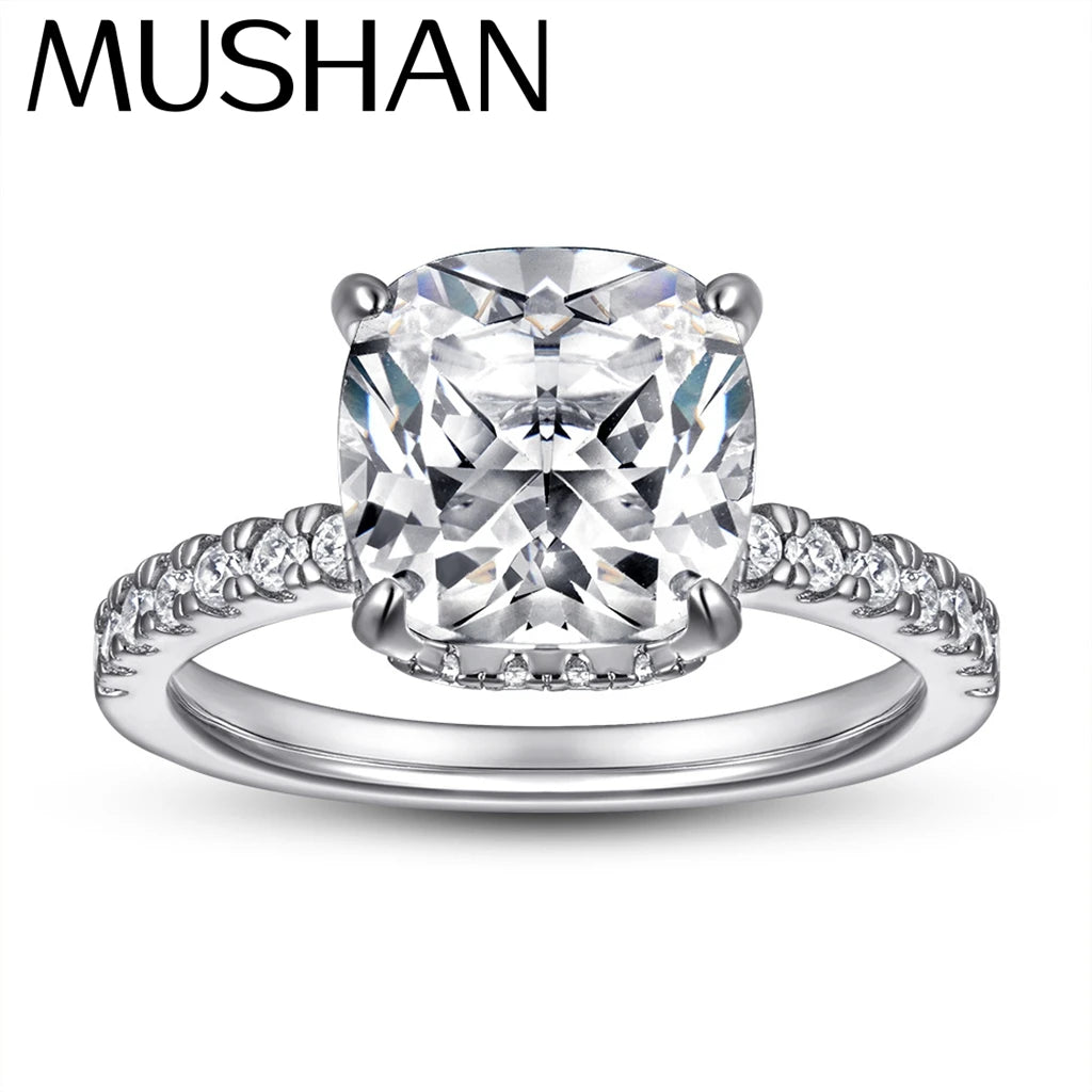 MuShan Jewelry 925 Sterling Silver Romantic Engagement Ring 5A Cubic Zirconia Rings Bands Anniversary Rings Bands  Women Gift