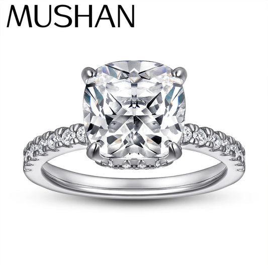 Anillo de compromiso romántico de plata de ley 925 de MuShan Jewelry, anillos de banda con circonita cúbica 5A, anillos de aniversario para mujer, regalo