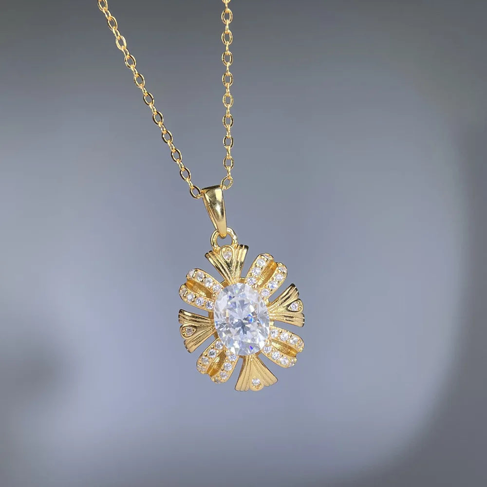 Collier MuShan Luxury Jewelry en argent sterling 925, chaîne corde, moissanite éclatante, idéal pour un rendez-vous amoureux, plaqué rhodium, pour épouse, collier breveté MST