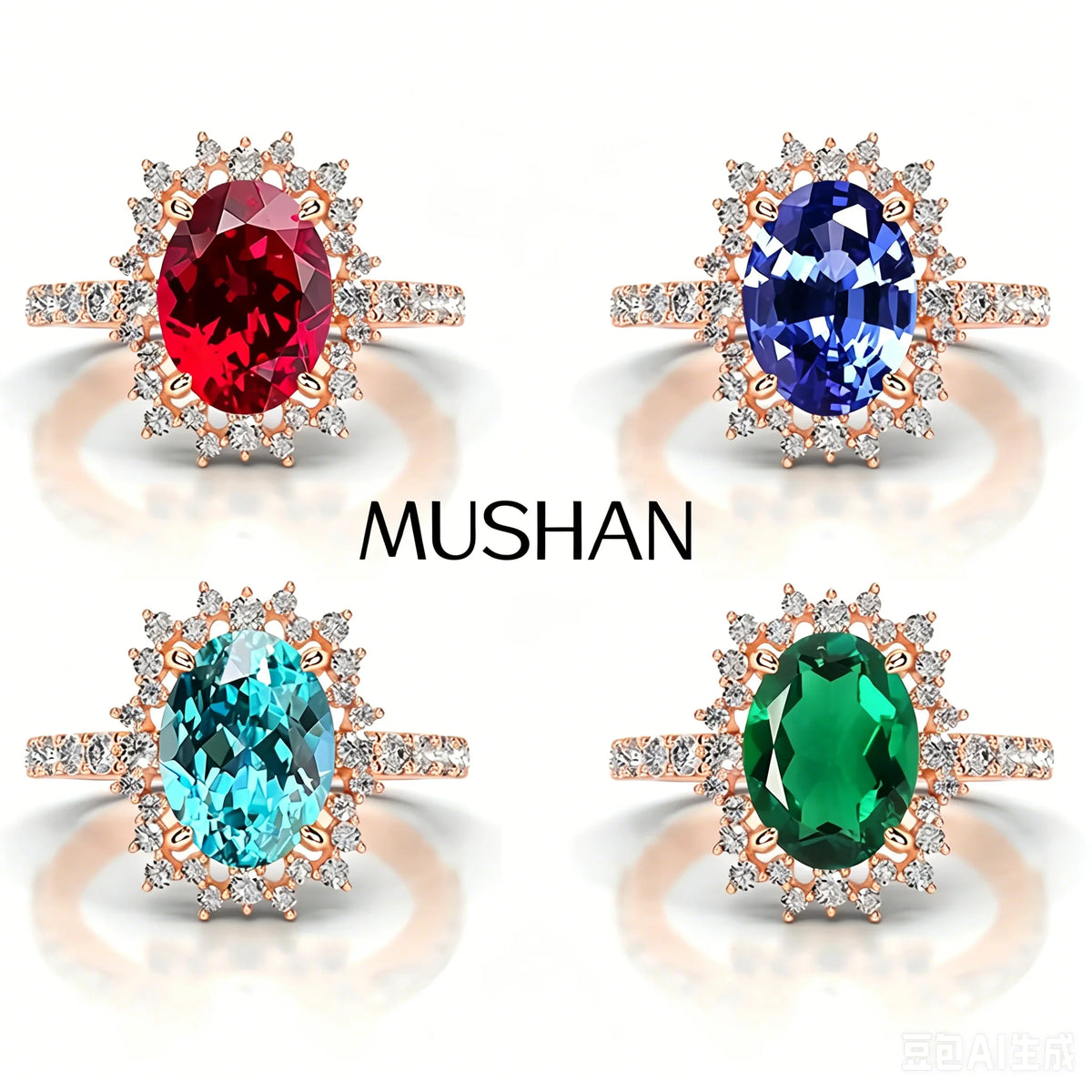 MUSHAN Bespoke Luxury Jewelry 925 Sterling Silver Ring Band Lab Grown Sapphire Ruby Emerald Ring for Women 18K Gold Plated Rings
