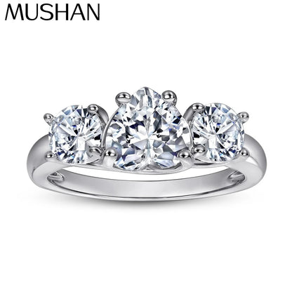 MuShan Jewelry 925 Sterling Silver Rings Bands Engagement Ring 5A Cubic Zirconia Valentine Premium Anniversary  Women Gift