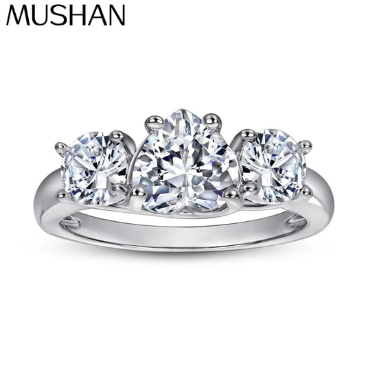 Anillo de compromiso MuShan Jewelry de plata de ley 925, banda con circonita cúbica 5A, regalo premium de aniversario para mujer por San Valentín