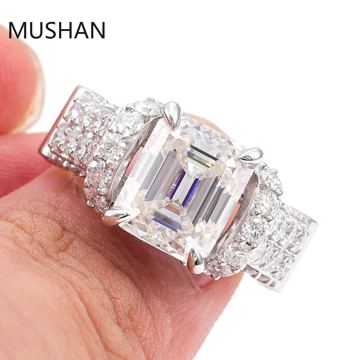 MUSHAN Luxury Custom 14K 18K Gold Rings Band Jewelry With Moissanite Diamond Lab Grown Gemstones Diamond Wedding Ring For Women
