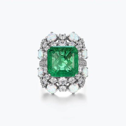 Bague de fiançailles MuShan Brand Jewelry en argent sterling 925, ornée d'une émeraude de synthèse taille marquise, plaquée or 18 carats pour femme