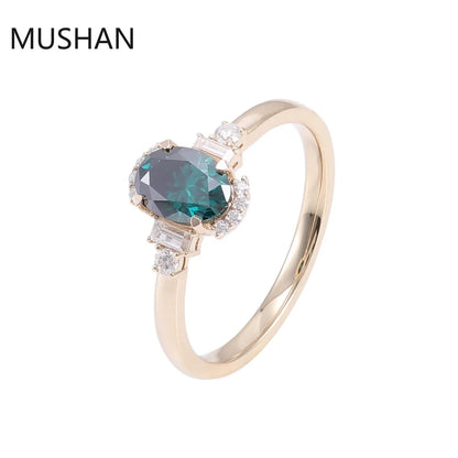Anillos de compromiso de lujo MUSHAN de oro de 14K/18K con moissanita y piedras preciosas creadas en laboratorio, anillos de boda para mujer