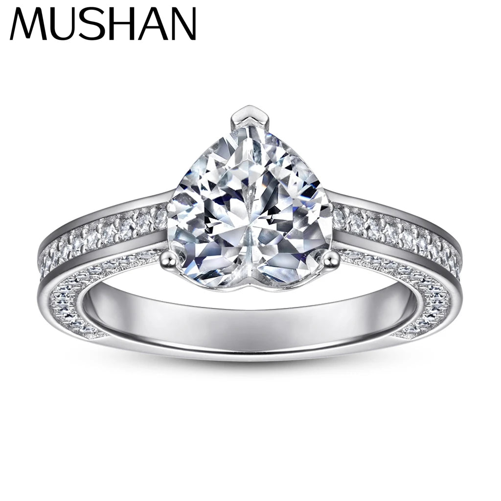 MuShan Jewelry 925 Sterling Silver Rings Bands Engagement Ring 7A Cubic Zirconia Rings Bands Dainty Anniversary  Women Gift