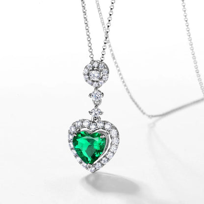 MUSHAN Luxury Jewelry 925 Sterling Silver Chain Pendant Necklace Lab Grown Emerald Ruby Gemstones Necklaces Pendants GRC Jewelry