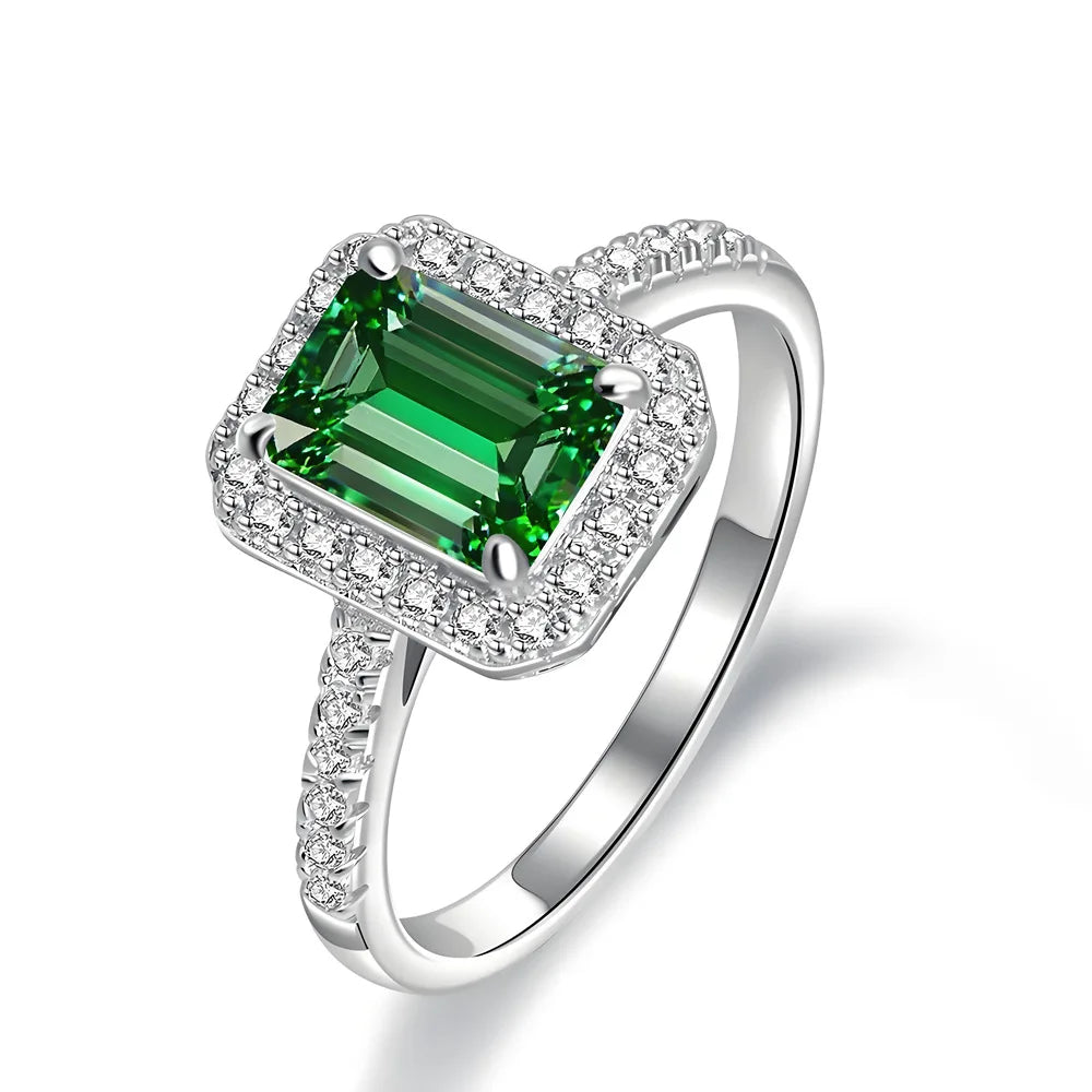 MUSHAN Luxury Jewelry Microset Square Full Diamond Sapphire Ring For Women S925 Silver High Carbon Diamond