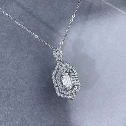 MuShan Jewelry 925 Sterling Silver Choker Necklace GRA 5x7 Moissanite Diamond Chain Necklaces Pendant For Women Wedding Jewelry