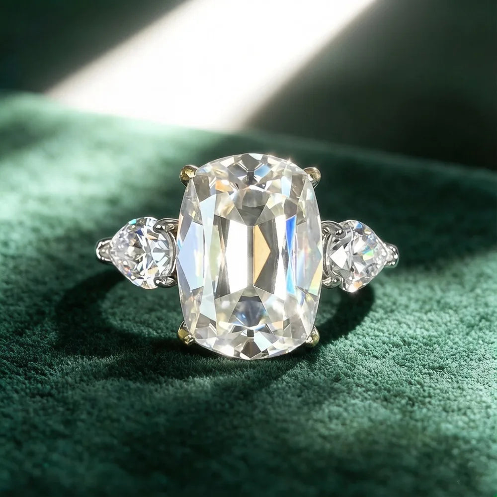 MUSHAN Luxury Jewelry 925 Sterling Silver Ring Band Women GRA Certificated Moissanite Diamond Emerald D Color Rings Fine Jewelry