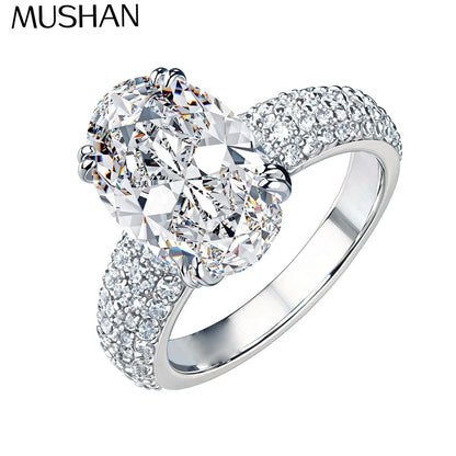 Anillo de diamantes de moissanita Mushan Luxury Jewelry, forma de huevo de paloma, 4.5 quilates, 8x12 mm, para mujer, de plata de ley 925, anillo de diamantes de precisión