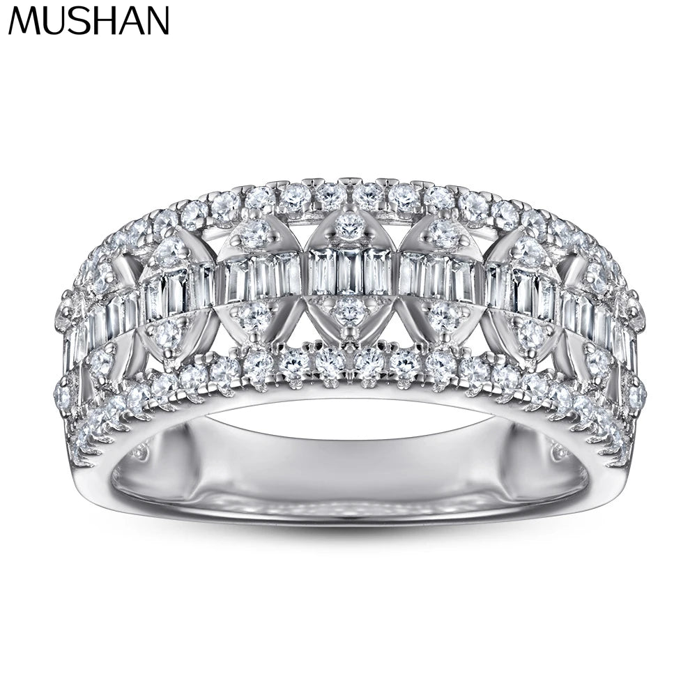 Anillos de banda de plata de ley 925 de MuShan Jewelry, anillo de compromiso, anillos de banda de circonita cúbica 7A, regalo romántico de aniversario para mujer