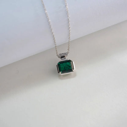 MUSHAN Luxury Jewelry 925 Sterling Silver Chain Pendant Necklace Lab Grown Emerald Ruby Gemstones Necklaces Pendants GRC Jewelry