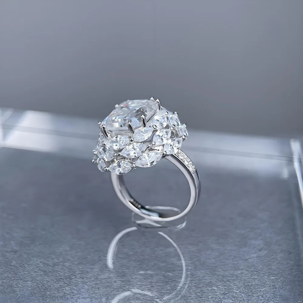 MUSHAN Luxury Jewelry 925 Sterling Silver Ring Band Women GRA Certificated Moissanite Diamond Emerald D Color Rings Fine Jewelry