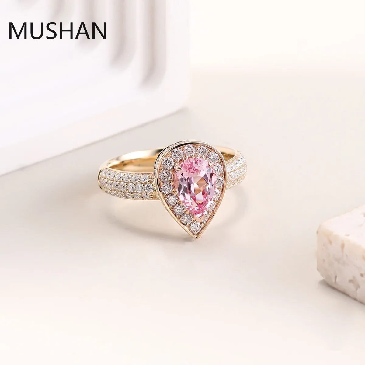 MUSHAN Luxury Custom 14K 18K Gold Rings Band Jewelry With Moissanite Diamond Lab Grown Gemstones Diamond Wedding Ring For Women