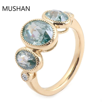 MUSHAN Luxury Custom 14K 18K Gold Rings Band Jewelry With Moissanite Diamond Lab Grown Gemstones Diamond Wedding Ring For Women