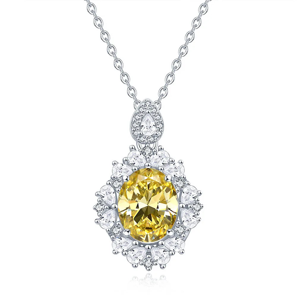 MuShan Jewelry 925 Sterling Silver Necklace Pendant Chain HCD Diamonds Bridal Shower Bachelorette Gift Women Necklaces Jewelry