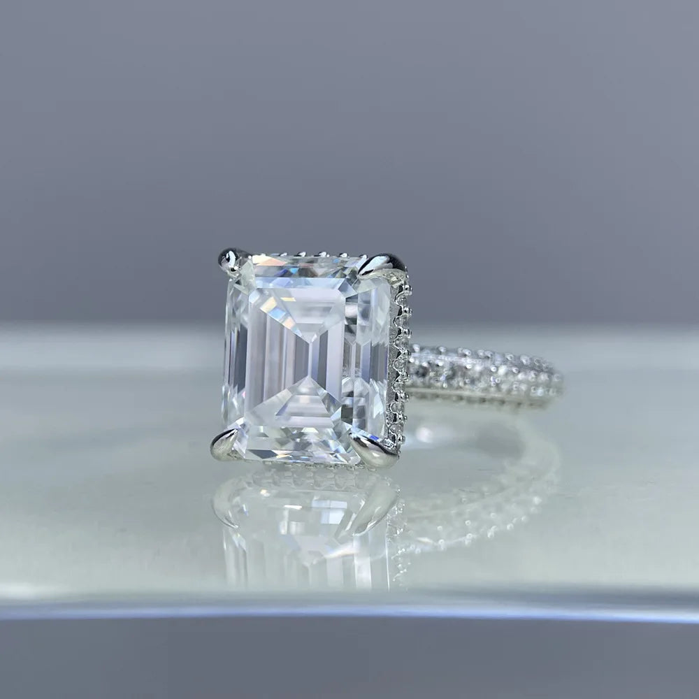 MUSHAN Luxury Jewelry 925 Sterling Silver Ring 8 Carats D Color Moissanite Diamond Rings Women Band GRA Certificated MST Patent