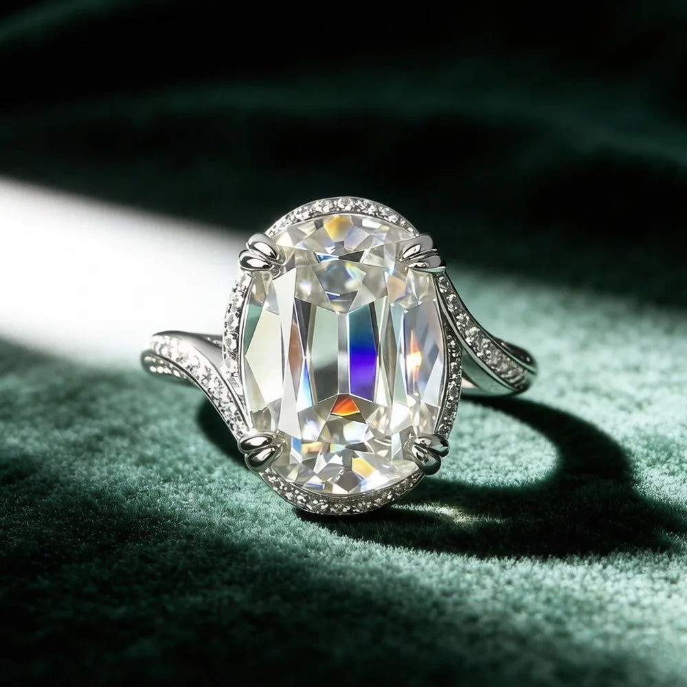 Anillo de joyería de lujo MUSHAN de plata de ley 925 para mujer, anillo de diamantes de moissanita con certificado GRA, esmeralda, color D, joyería fina