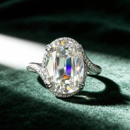 Anillo de joyería de lujo MUSHAN de plata de ley 925 para mujer, anillo de diamantes de moissanita con certificado GRA, esmeralda, color D, joyería fina