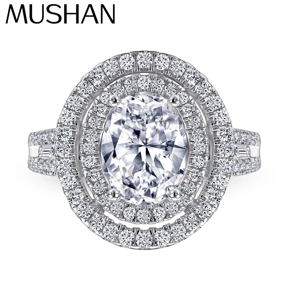 Bague MuShan en argent sterling 925 avec zircon 5A, modèle Radiant Daytime pour petite amie, bijoux raffinés plaqués or véritable