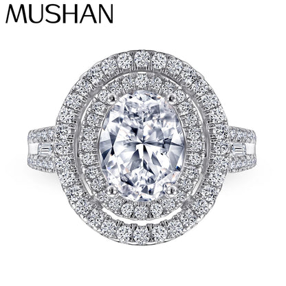 Bague MuShan en argent sterling 925 avec zircon 5A, modèle Radiant Daytime pour petite amie, bijoux raffinés plaqués or véritable