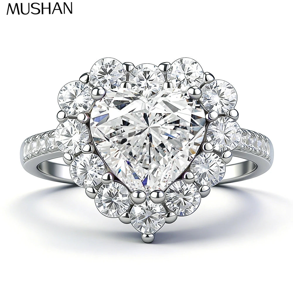 MuShan Luxury Jewelry 925 Sterling Silver Ring Zircon 5A Grade Oval Engagement for Fiancee 18K Gold Plated Fine Jewelry Rings