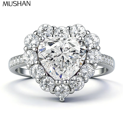 MuShan Luxury Jewelry 925 Sterling Silver Ring Zircon 5A Grade Oval Engagement for Fiancee 18K Gold Plated Fine Jewelry Rings