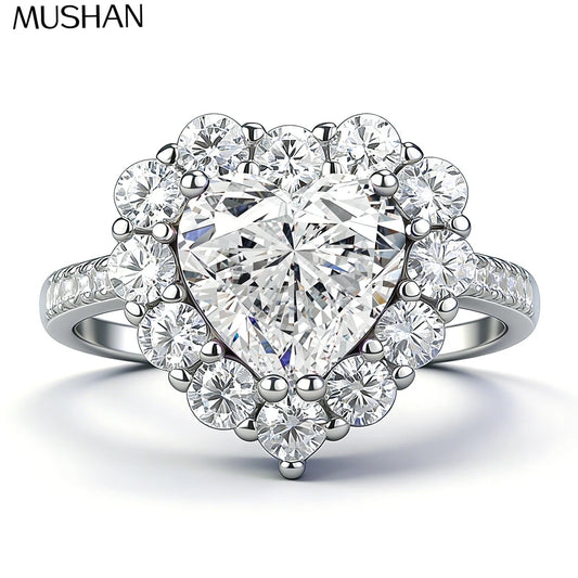 MuShan Luxury Jewelry 925 Sterling Silver Ring Zircon 5A Grade Oval Engagement for Fiancee 18K Gold Plated Fine Jewelry Rings