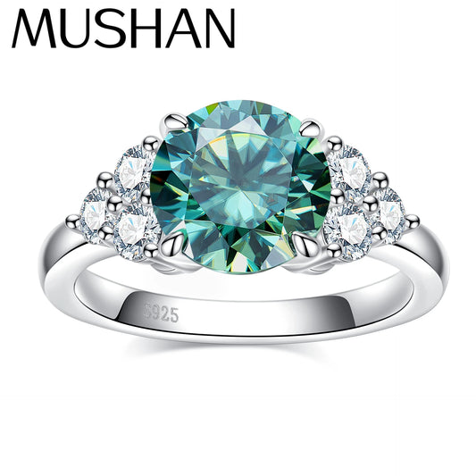 MuShan Brand Jewelry 925 Sterling Silver Ring VVS Moissanite Sparkling Ring for Ladies 18K Real Gold Plated MST Patent Jewellery