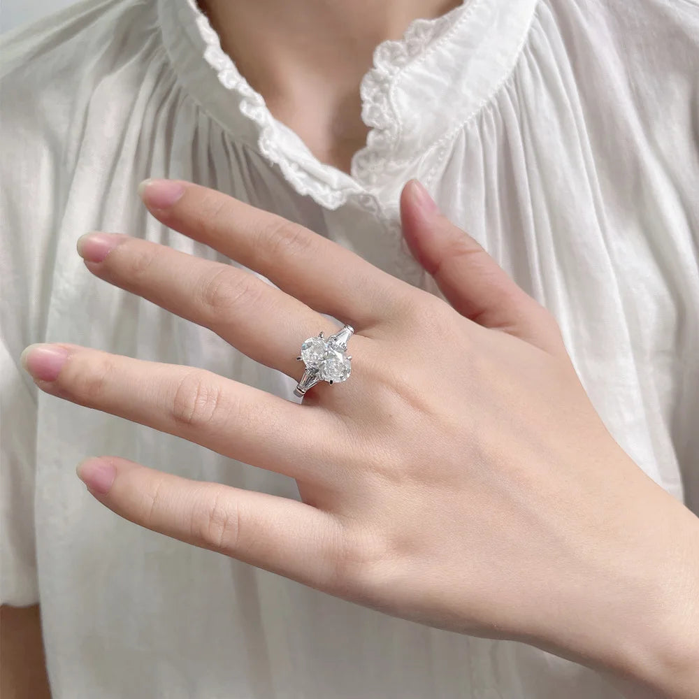 MUSHAN Luxury Jewelry 925 Sterling Silver Ring VVS Moissanite Present Ring Women 18K Gold Plated MST Patent Fine Rings