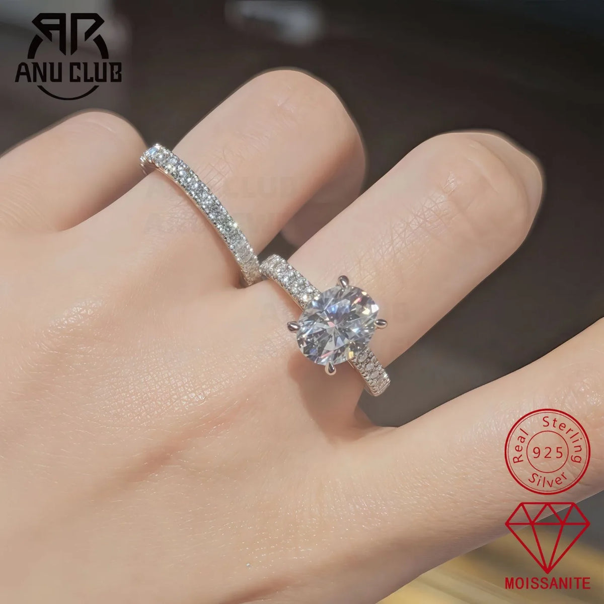 MUHAN Luxury Jewelry  925 Sterling Silver Ring Wedding Band  Women GRA Certificate Moissanite Diamond Rings D Color Fine Jewelry