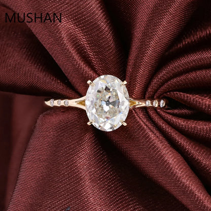 MUSHAN Luxury Custom 14K 18K Gold Rings Band Jewelry With Moissanite Diamond Lab Grown Gemstones Diamond Wedding Ring For Women