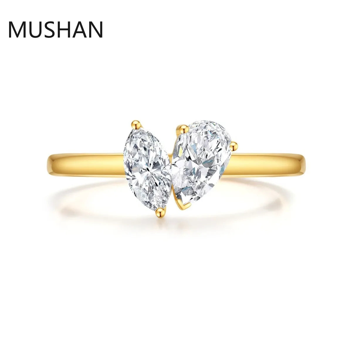 MUSHAN Luxury Custom 14K 18K Gold Rings Band Jewelry With Moissanite Diamond Lab Grown Gemstones Diamond Wedding Ring For Women