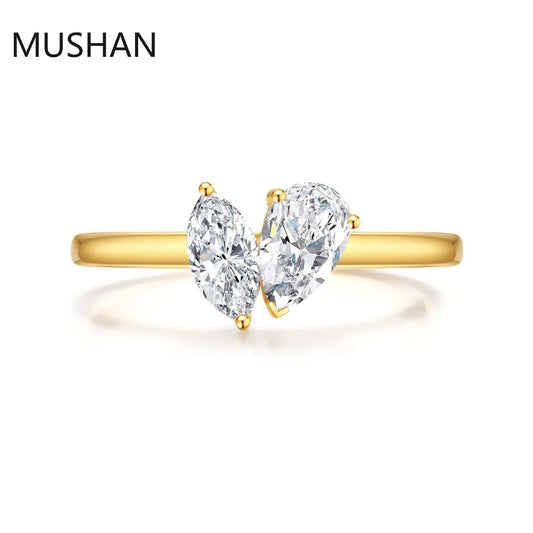 MUSHAN Luxury Custom 14K 18K Gold Rings Band Jewelry With Moissanite Diamond Lab Grown Gemstones Diamond Wedding Ring For Women
